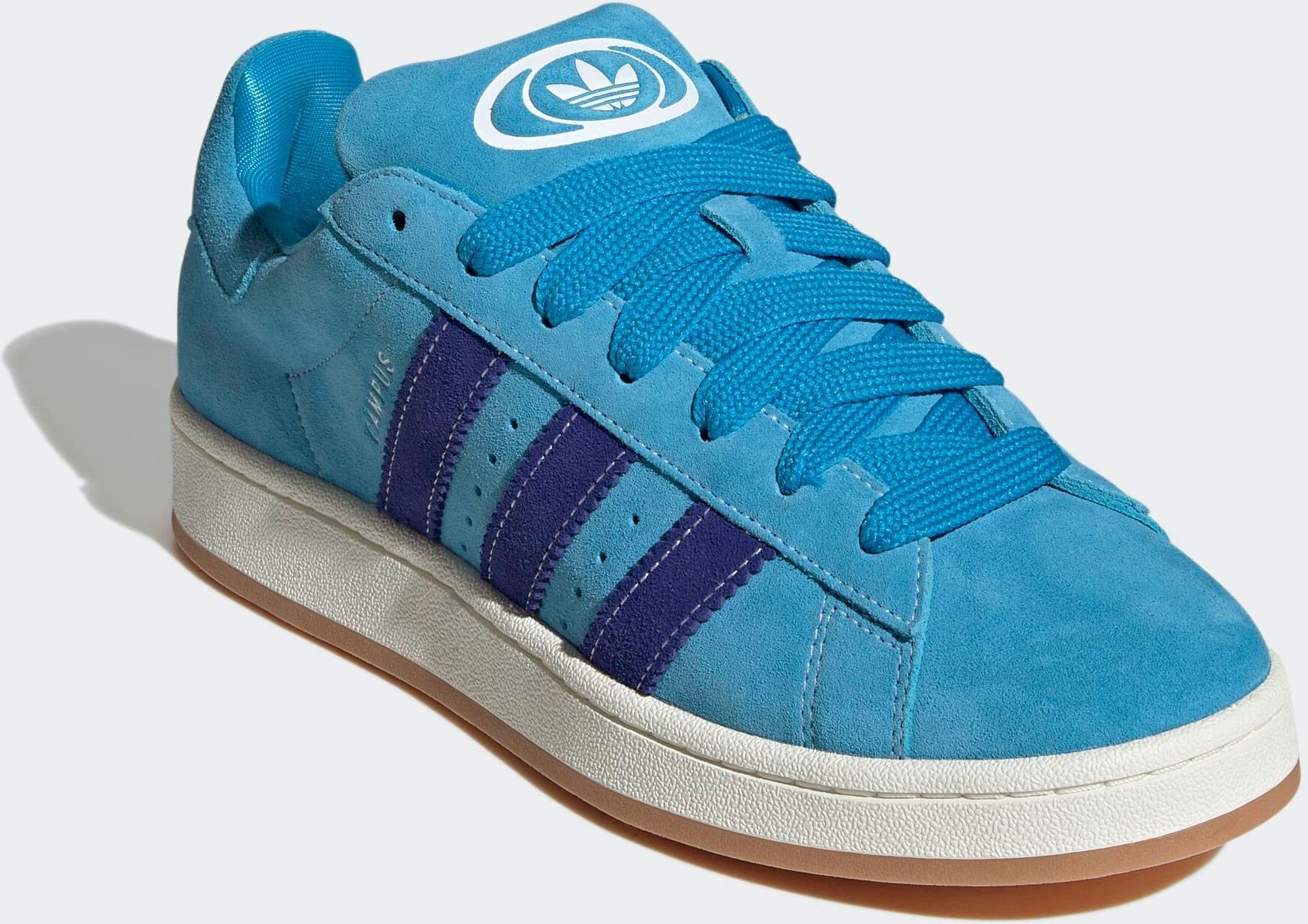 Sneaker ADIDAS ORIGINALS "CAMPUS 00S", Herren, Gr. 38,5, weiss (shock cyan, mystery ink, sanftes weiß), Leder, Schuhe Sneaker shock cyan, mystery ink, sanftes weiß 38,5