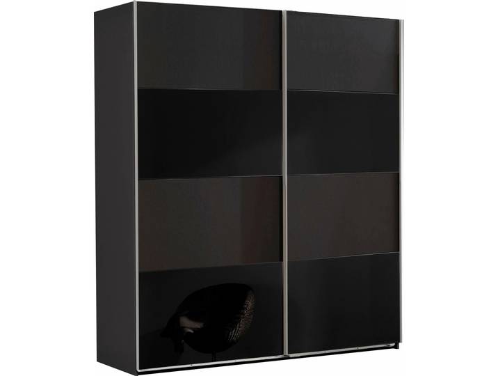Schwebetürenschrank WIMEX Easy , grau (graphit, schwarzglas), B:180cm H:210cm T:65cm, Schränke, Schwebetürenschrank, mit Teilglas
