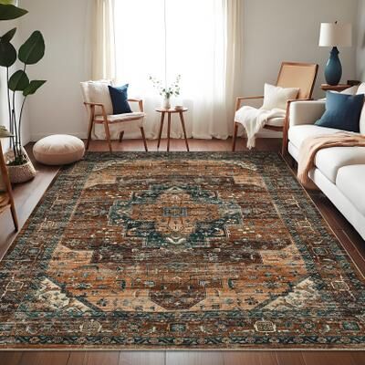 Garvee Oriental Medallion Washable Area Rug