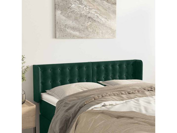 vidaXL Kopfteil mit Ohren Dunkelgrün 147x16x78/88 cm Samt