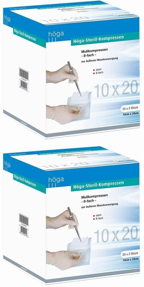 Höga-Kompressen 10x20 cm steril 8fach 2x 2x25x2 St Kompressen