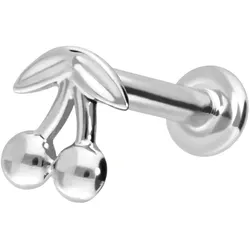 14 Karat Gold Labret mit Push Fit KIRSCHEN