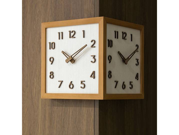 Horloge murale d'angle double face en bois, horloge murale de luxe, esthétique moderne, nouvelle horloge silencieuse élégante, décorative pour le salon