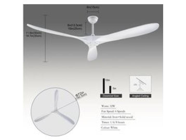 Ventilateur De Plafond 70 Pouces Blanc Ventilateur Moderne FloraGrace Pour Grand Salon Sans Lumière 176x176x30cm