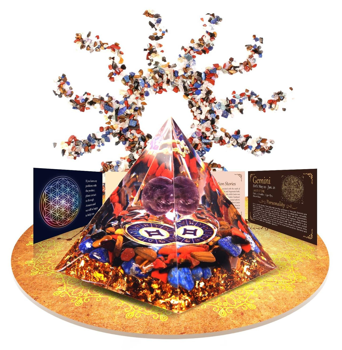 Solidchoice Orgonite Piramide met Sterrenbeeld Steen voor Meditatie