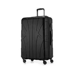 Suitline -  Großer Reisekoffer mit Erweiterung, Trolley Hartschale matt, 4 Rollen, ABS, TSA, Schwarz