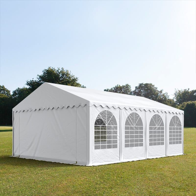 TOOLPORT 6x8m Partyzelt, PVC-Plane, weiß, mit Bodenrahmen - (7698BL)