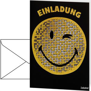 bsb Einladungskarten 417330-2, Smiley, 105 x 145 mm (A6), Klappkarten mit Umschlag, 5 Stück
