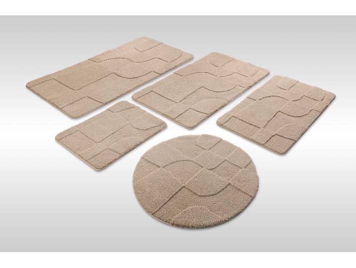 Badematte WECON HOME Davie , beige (sand beige), H:25mm, Polyester, Badematten, Badematte, Badteppich, Hoch-Tief-Effekt, weich, rutschhemmend, waschbar, getuftet