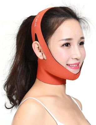 United V Line Facial Lifting Bandage Double Chin Reducer Face Firming Strap orange