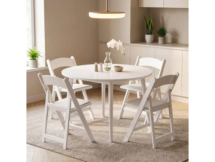 HOMCOM Chaises Pliantes Lot de 4 Résine PU 45x44x78cm Blanc