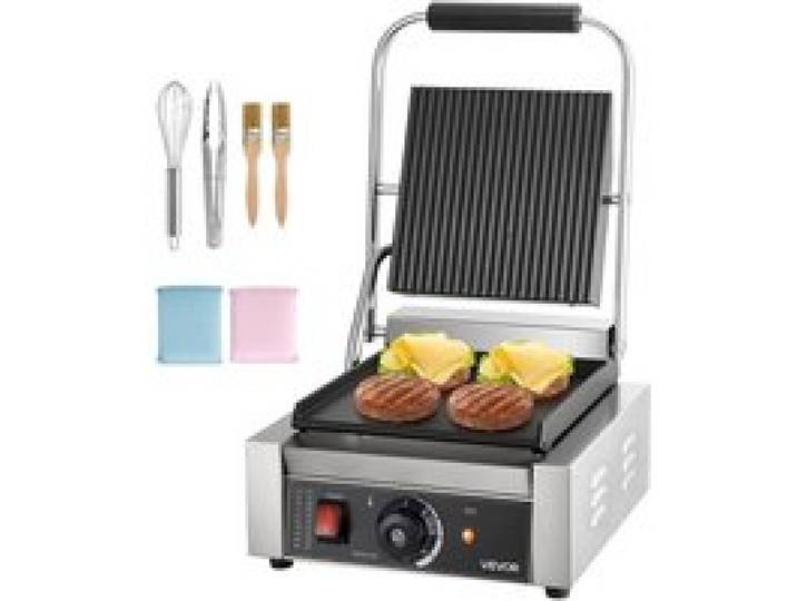 Gril Panini Électrique 1800 W-VEVOR-Machine à Panini avec Plaque Émaillée Plate de 22x23 cm Appareil à Sandwich en Inox