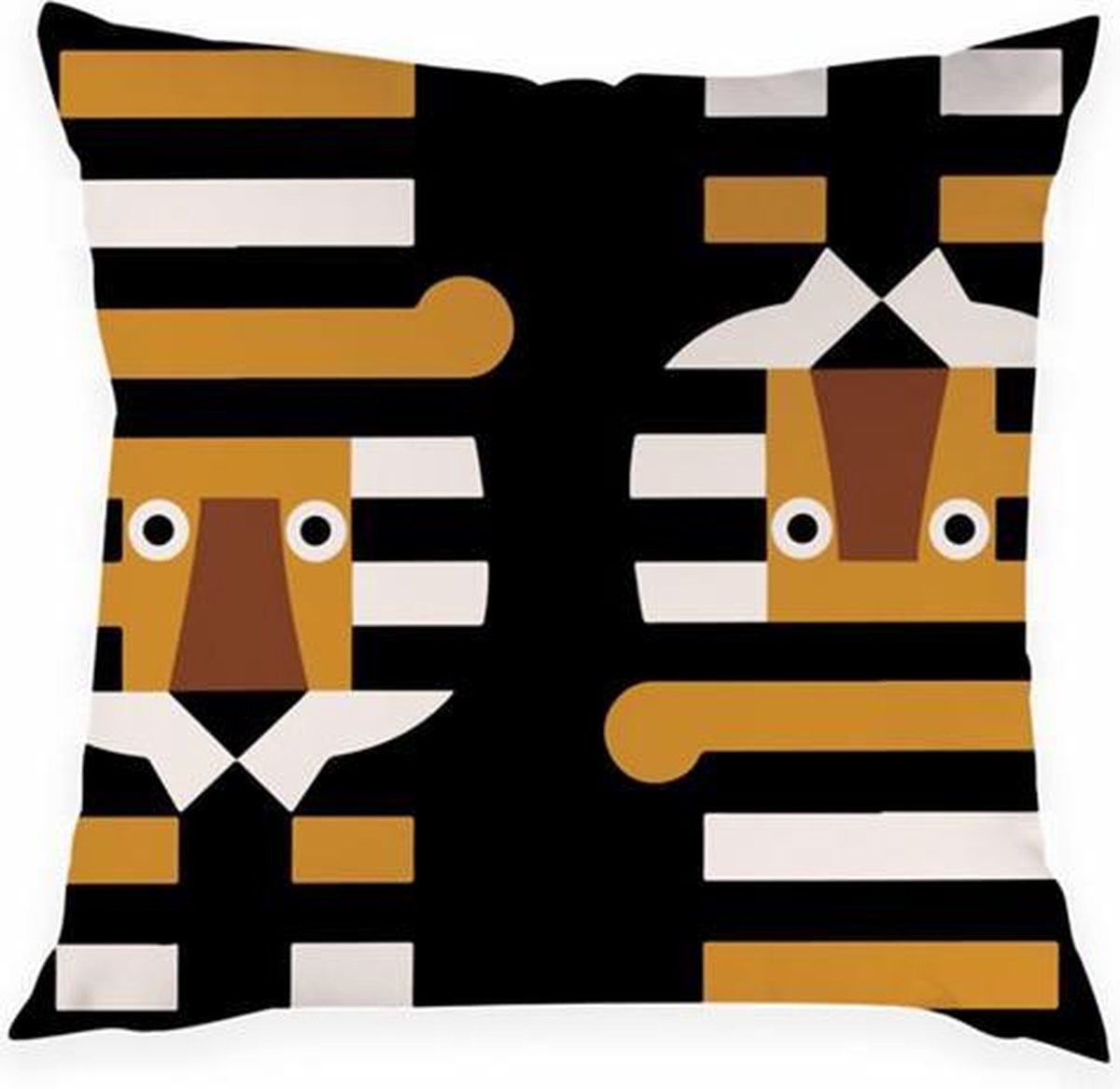 Vierkante kussenhoes met tijgerprint in zwart-wit