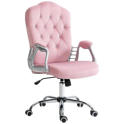 OKWISH Bürostuhl ergonomisch 61x61x114 cm höhenverstellbar mit Wippfunktion Drehstuhl mit Rollen Polyesterbezug Rosa für komfortables Arbeiten
