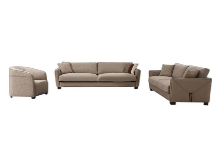 Xlmoebel Polstergarnitur Beige Stoff-Sofa mit Sessel und eleganter Ästhetik, (Polstergarnitur, 3-tlg., 2x 4-Sitzer + Sessel), Hergestellt in Europa