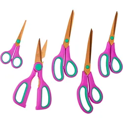 Scheren-Set KING "Easycut", lila (beere), Scheren, 5 Scheren, Edelstahlklingen, Titan beschichtet, Soft-Touch Griffe