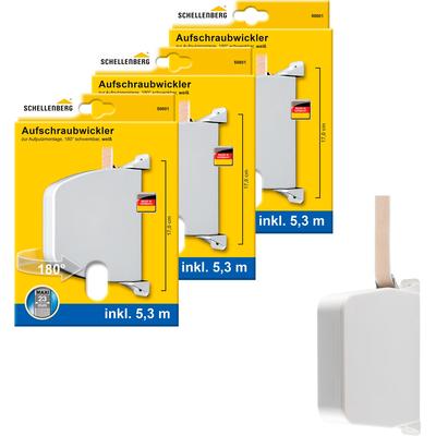 Aufputz-Gurtwickler SCHELLENBERG "Aufschraubwickler für das Rollladensystem Maxi", weiß, 3 Stk., Gurtwickler, schwenkbar, mit vormontiertem Rollladengurtband, weiß oder braun