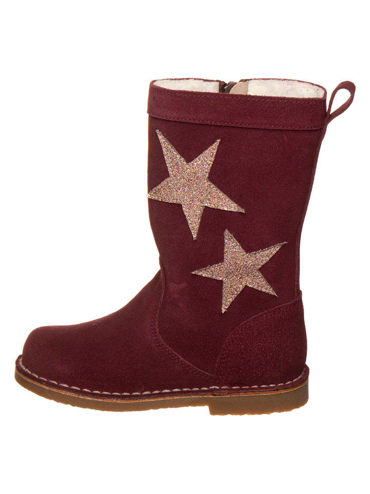 kmins Leder-Stiefel in Dunkelrot/ Gold - 34