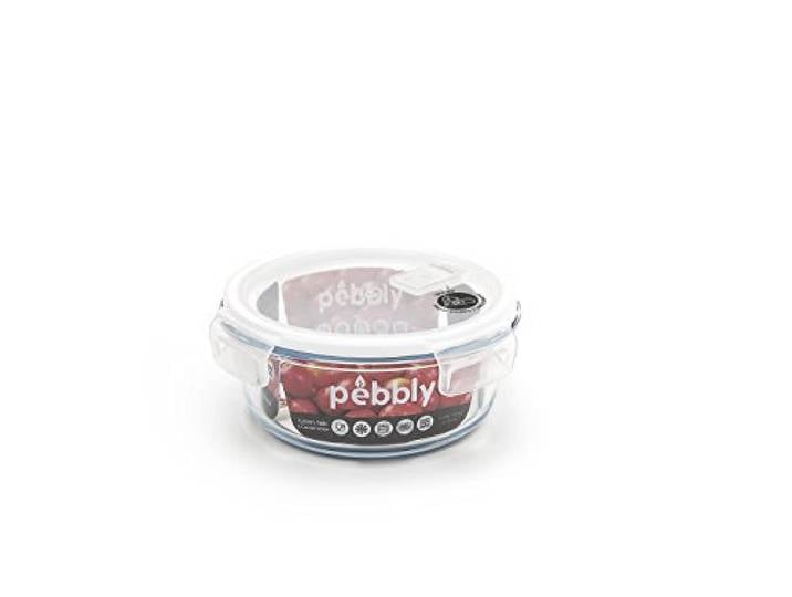 Pebbly - Boite de Conservation en Verre Ronde - 950 ML - pour Cuire\, Conserver\, Transporter et Réchauffer - 100% Hermétique - idéal Lunchbox