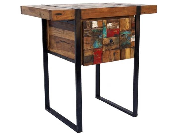 Sideboard aus Metall und recyceltem Holz, modern, vielseitig, Modell 1 Klares Design, robustes Material, ideal für Flur oder Wohnbereich, praktisches Schubfach.