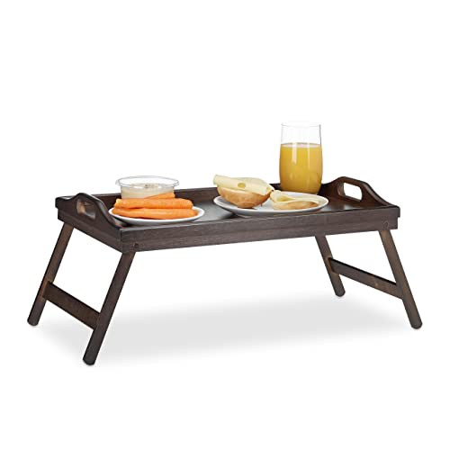 Relaxdays Klapbare bedtafel van bamboe, bruin