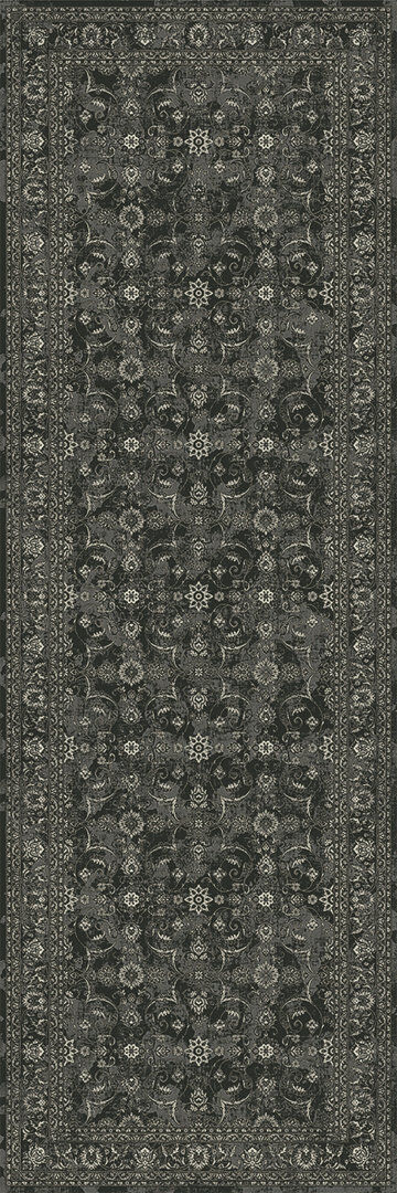 Latitude Vive Duffy Oriental Area Rug Set Black Runner 60 x 180cm