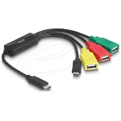 DeLOCK 4 Port USB 2.0 Kabel-Hub mit USB Type-C zu 3 x USB-A Buchse + 1 x USB-C Stecker