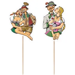 100x Deko-Picker "Trachtenpärchen Steirisch" 16cm