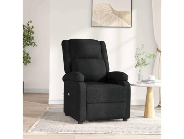 WHOPBXGAD Stoff Elektrisch Fernsehsessel Relaxsessel Schwarz Relaxsessel Elektrisch Schwarz Stoff mit 3 Liegepositionen und Fernbedienung Ideal für Wohnzimmer und Schlafzimmer
