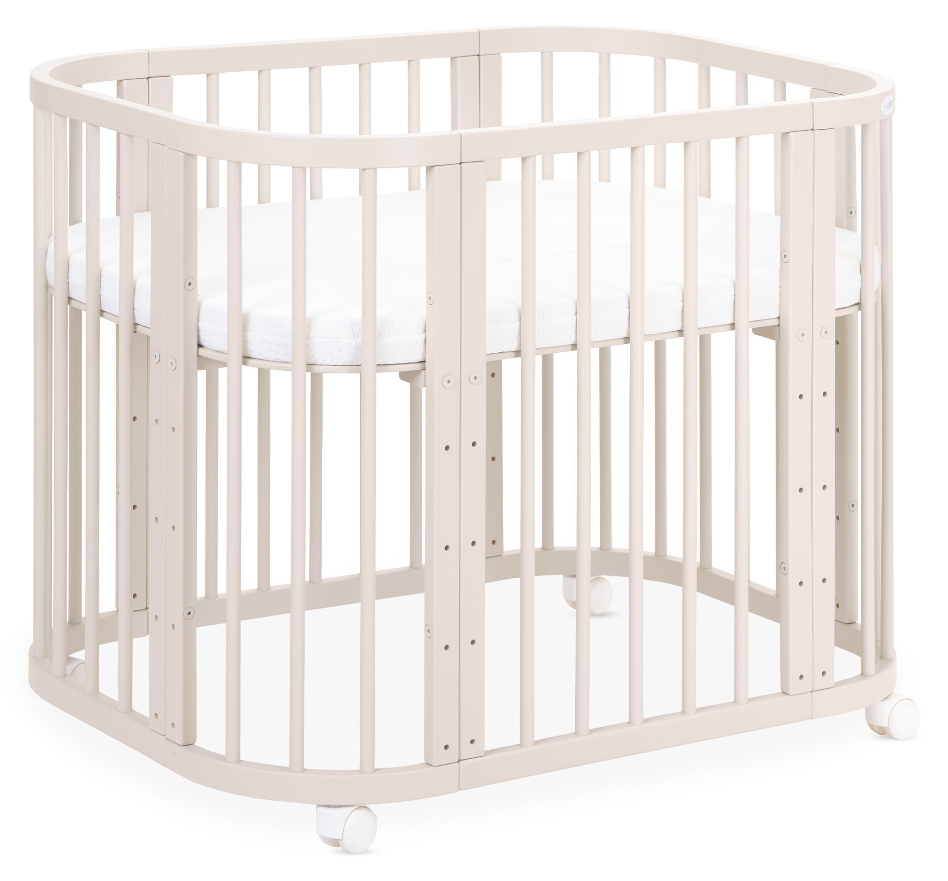 Babybett aus Holz, Kaschmir, 97x70x75,5 cm, 5-fach umbaubar, 5-fach höhenverstellbar