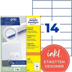 Avery Zweckform 1400er-Pack Universal Klebeetiketten »3653« weiß