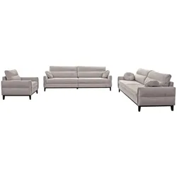 SITZGARNITUR Belweder, zwei Sofas+Sessel, Beige, Velours