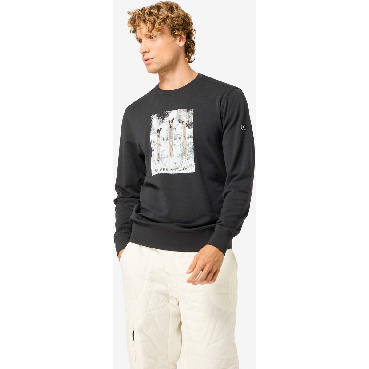 Super.Natural M Triple Ski Crew jet black/various (X48) XL SNM023880X48XL