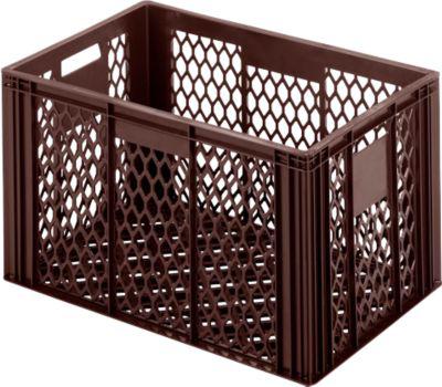 Euro Box Bäcker- und Cateringkasten (Gläserkasten), lebensmittelecht, Inhalt 79,8 L, durchbrochene Version, braun