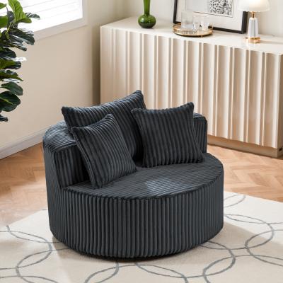 Loedds Swivel Accent Chair with Pillows, Upholstery, Rounded Arms, Cushion Back and Single Seat Cushion