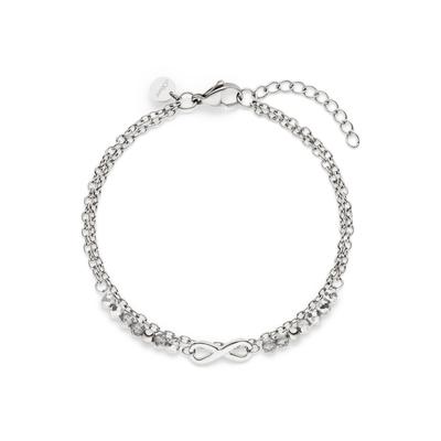 Armband S.OLIVER "Infinity Beads, Unendlichkeitsschleife", silber (edelstahlfarben, blau, blau), Armbänder, Damen, 21cm, Edelstahl, Armband, mit Kristallstein (synth.)