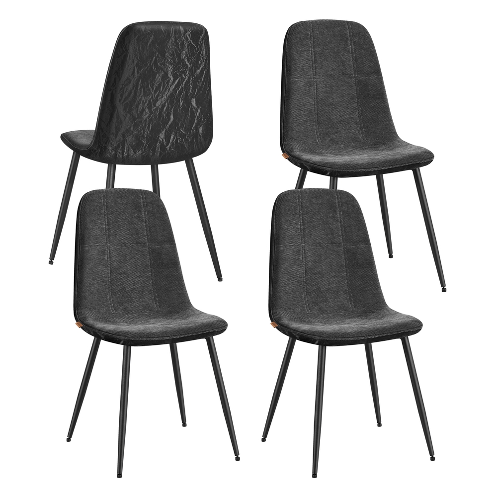 VASAGLE Esszimmerstuhl 4er Set aus Chenille-Gewebe schiefergrau KDC188G01