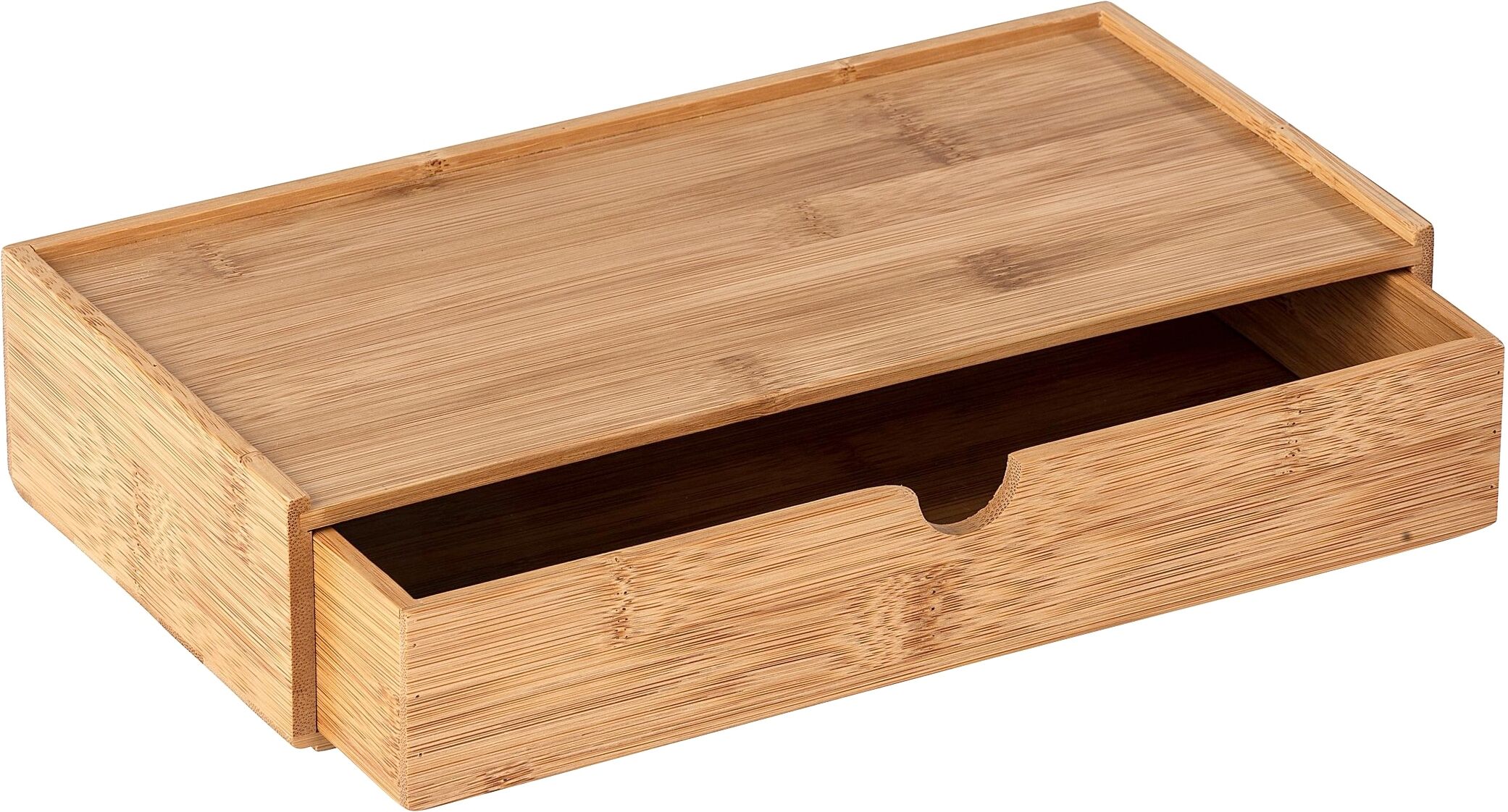 Aufbewahrungsbox WENKO "Terra", braun, B:28cm H:6cm T:14cm, Bambus, Aufbewahrungsboxen, Aufbewahrungsbox, mit Schubfächern braun 2 Stk., B/H/T: 28cm x 6cm x 14cm