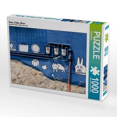 CALVENDO Puzzle Haus, Katze, Maus | 1000 Teile Lege-Größe 64x48cm Foto-Puzzle für glückliche Stunden