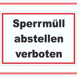 HB-Druck Sperrmüll abstellen verboten Aufkleber A8 (52x74mm)