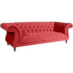 CHESTERFIELD Sofa 3-Sitzer Kaylin Samtvelours rot