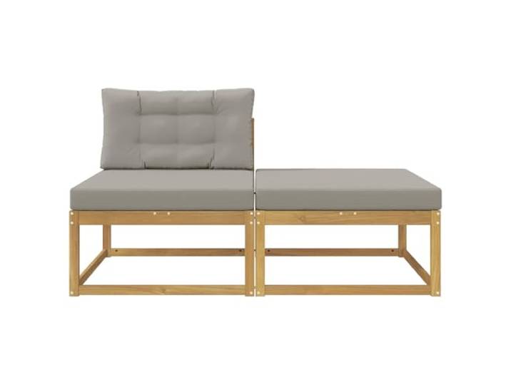 KTHLBRH Fußstütze für den Außenbereich, aus Akazienholz, weiß, 1 Platz Lattenrost-Design, hellgraues Kissen, witterungsbeständig, pflegeleicht