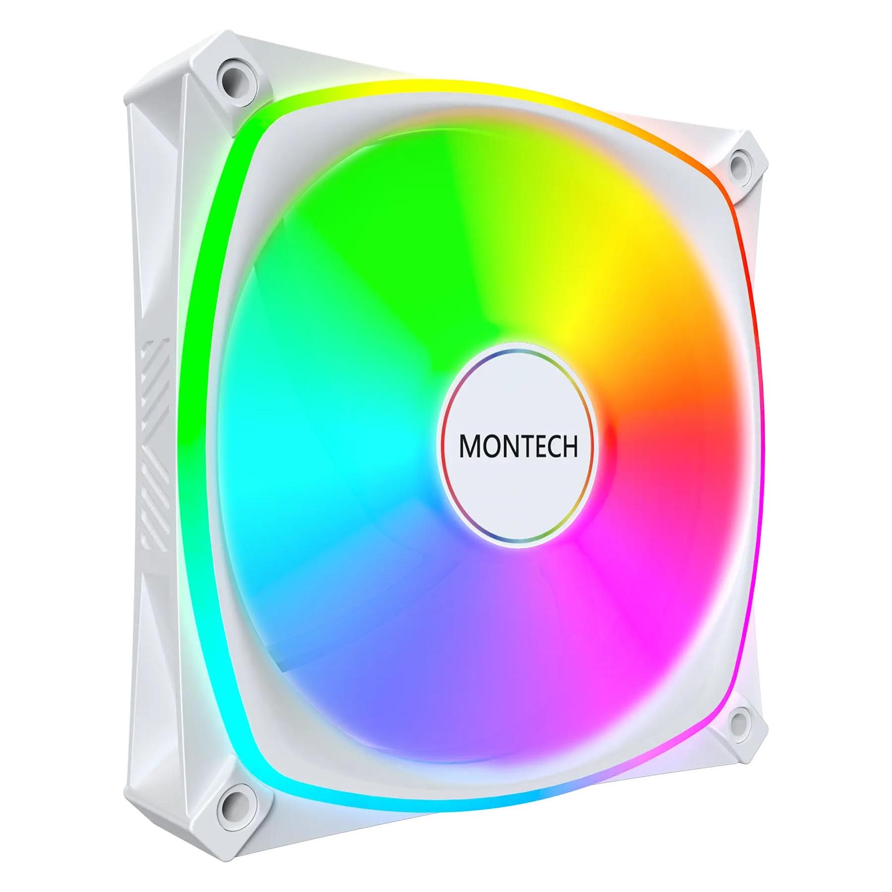 Montech AX120 PRO PWM Lüfter, ARGB - 3er-Pack, 120mm, weiss (120 mm, 3x) (AX120 PRO WHITE 3 IN 1)