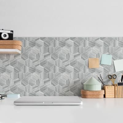 "Merola Tile Llama 2"" Hex Matte Silver Smoke 11-1/8"" x 12-5/8"" Porcelain Mosaic Floor and Wall Tile"