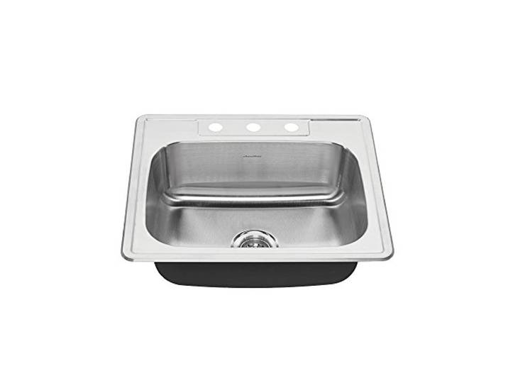 American Standard 20SB.8252283S.075 Colony Top Mount 25x22 Single Bowl Edelstahl 3-Loch Küchenspüle