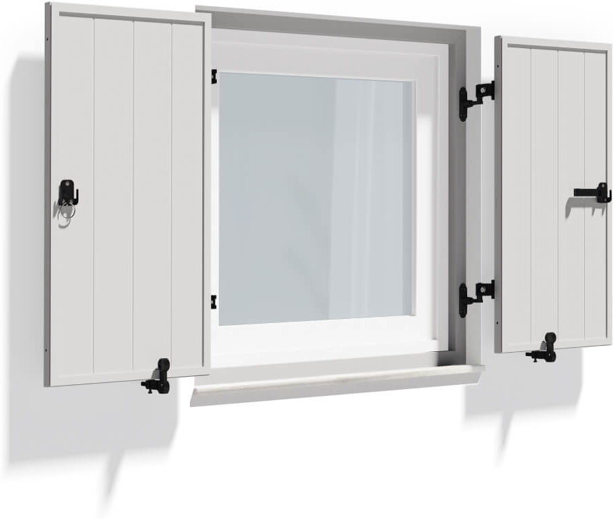 fenetre24.com Volets Battants, lames Deauville, Blanc signalisation RAL 9016, 800 x 800 mm, 2 vantaux avec couvre-joint, configurable individuellement