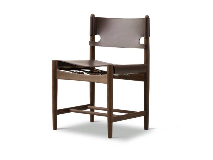 Fredericia Furniture The Spanish Dining Chair Leder dunkelbraun-geräucherte Eiche