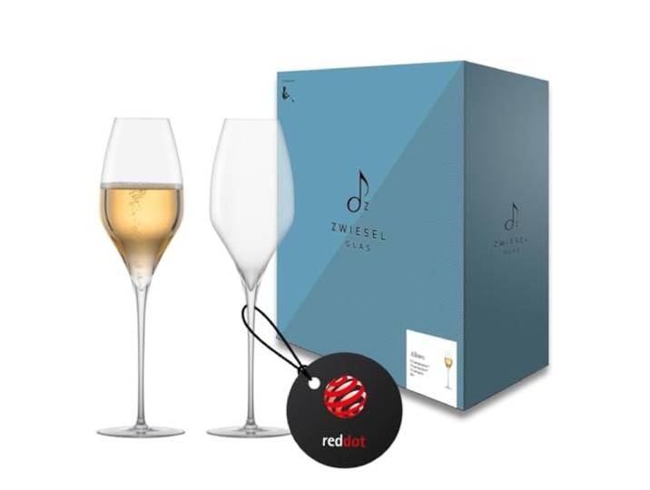 Zwiesel Glas Champagnergläser Alloro (2 Stk) in Handarbeit mundgeblasene Sektgläser mit Moussierpunkt, ästhetische Tritan®-Kristallgläser für Perlwein