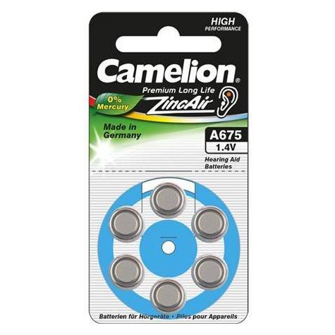 Camelion Zinc Air Celles 1.4V A675/ZL675, 6-pack, "no mercury" (6 Stk., A675, 1300 mAh) (15056675)