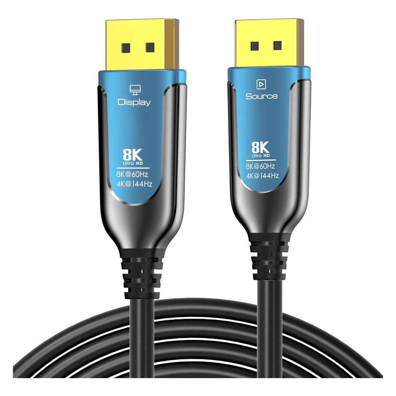 PremiumCord 8K Optický DisplayPort 1.4 přípojný kabel M/M, zlacené konekt. 10m (10 m) (kport12-10)